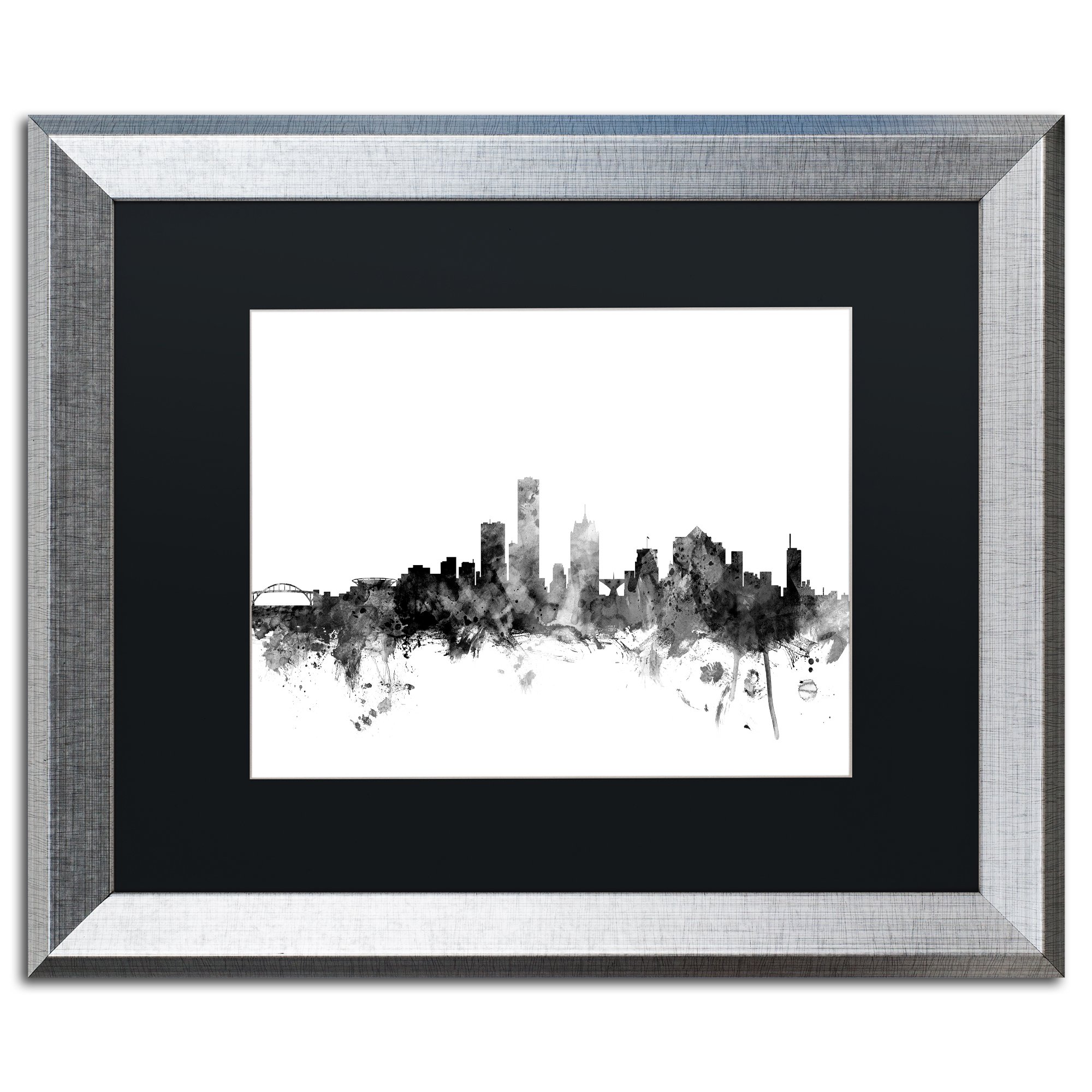 Trademark Fine Art MT1042-S1620BMF Milwaukee Wi Skyline B&W by